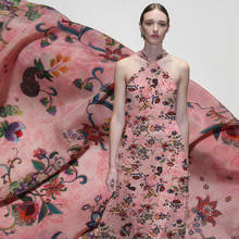 138 * 50cm Fashion Women 's New Floral Spray- Print Silk Crepe -De-Chine Skirt Cheongsam Shirt Fabric 2024 - buy cheap