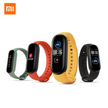 Умный Браслет Xiaomi Mi Band 5, фитнес-трекер с цветным AMOLED экраном 1,1 дюйма и пульсометром, Bluetooth 5,0, водонепроницаемый miband 5 2024 - купить недорого