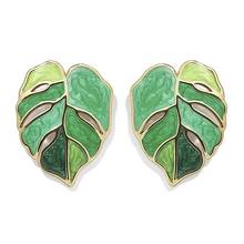 Pendientes de hoja de flor para mujer, aretes de gota, esmalte, planta verde, tendencia 2021, novedad de 2020 2024 - compra barato