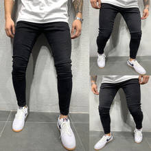 Эластичные мужские байкерские джинсы 2020, уличная одежда, черные, синие, женские джинсы большого размера в стиле хип-хоп, мужские облегающие джинсы, джинсы, брюки 2024 - купить недорого