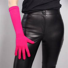Длинные вязаные перчатки 40 см 16 дюймов, теплые рукавицы для рук, однотонные, небесно-голубые, женские вязаные длинные перчатки для школьниц, WMX03 2024 - купить недорого