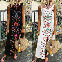 Women Summer Long Dress Floral Print Causal Boho Dress Sleeveless Slit Lady Maxi Size 5XL Sundress Summer Beach Dresses Vestidos 2024 - buy cheap