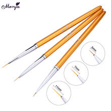 Monja 3pcs/Set Nail Art 5/7/11mm Gold Metal Handle Stripe Lines Liner French Painting Brush Flower Image DIY Design Drawing Pen 2024 - buy cheap