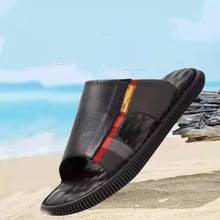 Sandalias de cuero de verano para hombre, zapatos informales cómodos, transpirables, de suela suave, antideslizantes, zapatillas de playa al aire libre 2024 - compra barato