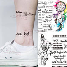 Tatuajes temporales de moda con letras pequeñas para mujer y niña, pegatina lavable de peonías y amor, atrapasueños de Color, tatuaje falso para brazo y pierna 2024 - compra barato