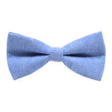 New Arrivals  Two Layer Cotton Plain Bowtie For Men Groom Wedding Party Butterfly Bow Tie Set Male Gift （ Blue ） 2024 - buy cheap