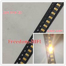 Suporte de superfície para lâmpada, 100 peças, smd 1206 (3216) smt branco quente, 2800k-3200k, 3v, diodo emissor de luz