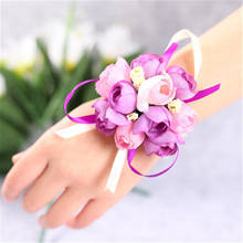 5pcs Wrist Corsage Bridesmaid Sisters Hand flowers Artificial Bride Flowers For Wedding Dancing Party Decor Bridal Prom 2024 - buy cheap