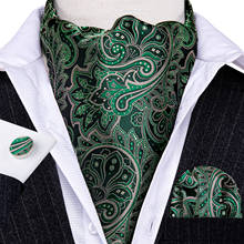 Novo verde cravat gravata ascot para homem terno gravata jacquard conjunto bolso quadrado abotoaduras festa de casamento barry. wang 2024 - compre barato