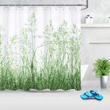 Juego de cortina de ducha de planta verde, accesorios de baño de poliéster, resistentes al moho, impermeables, decoración del hogar 2024 - compra barato