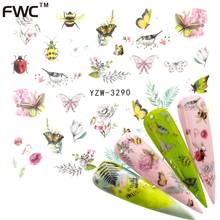 1 Sheets Nail Sticker Bee Butterfly Flower Beetle Summer Colorful Water Transfer Nail Decorations UV Gel Polish DIY Decals 2024 - buy cheap