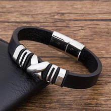 Pulsera de cuero trenzada Punk para hombre, brazalete magnético de acero inoxidable, joyería negra, accesorios Punk Rock, venta al por mayor 2024 - compra barato