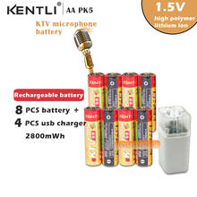 Batería de litio recargable con 4 canales, Cargador USB con luz led, 1,5 V, AA, 2800mWh, 8 Uds. 2024 - compra barato