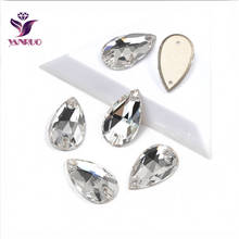 YANRUO-Top 3230 en forma de lágrima, todos los tamaños cristales transparentes de diamantes de imitación para coser, piedras para mosaico para decoración de ropa, vestido de novia 2024 - compra barato