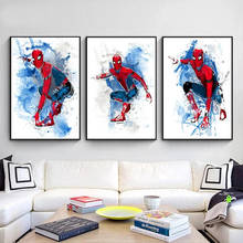 Superhero Anime Watercolor Spiderman Canvas Painting Poster and Print Wall Art Picture Cuadros Home Decoration for Living Room 2024 - buy cheap