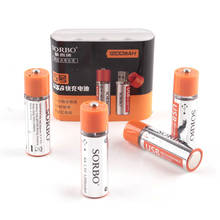 Original Sorbo 4pcs USB Rechargeable Battery AA 1.5V 1200mAh Quick Charging Li-po Battery Quality AA Batteries Bateria RoHS CE 2024 - buy cheap