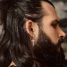 Ear Cuff Chain Earrings,Stainless Steel Minimalist Cartilage Hugging Cuff,Cross Hoops Earring for Men Jewelry 2024 - buy cheap