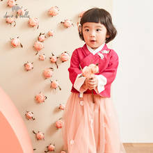 DB12751 dave bella/Модные осенние комплекты одежды с цветочной аппликацией для маленьких девочек милые детские комплекты с длинными рукавами детский костюм из 2 предметов 2024 - купить недорого