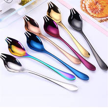 Creative 2 In 1 Salad Forks Spoon High Quality Three Tooth Multifunction Dessert Fruit Forks Kitchen Tableware 2024 - buy cheap