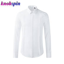 Многослойная Складная деловая повседневная мужская рубашка, однотонные облегающие рубашки из 100% хлопка с длинным рукавом для мужчин, мужские блузы размера плюс 3XL 2024 - купить недорого