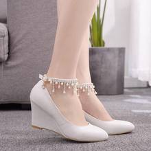 Fashion Woman Pumps Wedding Shoes Ladies Casual Travel Women's Crystal A Word Strap Large Size Platform High Heels Wedges 2024 - buy cheap