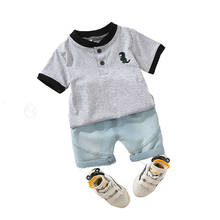 Ropa de algodón para niños, camiseta bordada de dibujos animados, pantalones cortos, conjunto de 2 unids/set, chándales para niños pequeños 2024 - compra barato