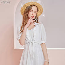 Женская блузка с пышными рукавами ARTKA, Элегантная короткая белые шифоновые блузки блузка на шнуровке, тонкая верхняя одежда на лето, 2021 2024 - купить недорого