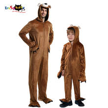 Erashioky 2020 carnaval festa urso marrom traje adulto animal macacão cosplay traje de halloween para crianças família grupo roupas 2024 - compre barato