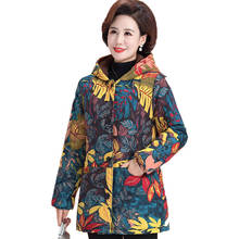 Women Hooded Winter Jacket Mid-Long Print Long Sleeve Plus size 5XL Coat Plus Velvet Padded Coats Winter Warm Parkas Overcoat 2024 - buy cheap