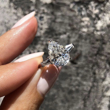 Anéis de prata esterlina 925, anéis com formato de pera, joia feminina com pedras preciosas para casamento e noivado 2024 - compre barato
