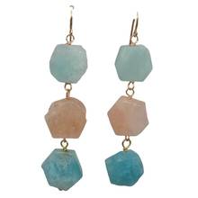 Y·YING Natural Hexangular Aquamarines  Morganite Dangle Gold Plated Hook Earrings 2024 - buy cheap