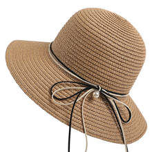 Sombrero de paja de ala ancha plegable para mujer, sombrero sencillo de paja con protección UV para exteriores y playa, de viaje, gran oferta 2024 - compra barato