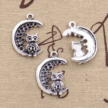 10pcs Charms Moon Owl 27x20mm Antique Bronze Silver Color Pendants DIY Necklace Crafts Making Findings Handmade Tibetan Jewelry 2024 - buy cheap