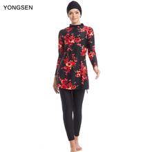 YONGSEN Plus Size Muslim Swimwear Burkinis Women Swimsuit Long Sleeve Hijab Modest Style Muslimah Clothing Islamic Swim Wear 2024 - buy cheap