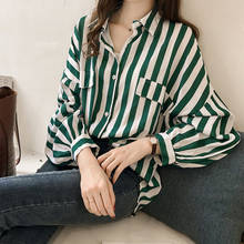 Bella Philosophy 2020 Women Elegant Chiffon Blouse Office Lady Long Sleeve Striped Top Female Turn Down Collar Harajuku Shirts 2024 - buy cheap