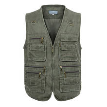 2021 New Men's Aumtumn Casual Cotton Sleeveless Vest   with 16 Pockets of Men's Multi-pocket outwear plus size worker clothes 2024 - buy cheap