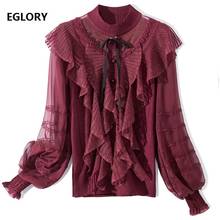 High Quality Brand New Runway Sweaters 2020 Autumn Winter Knit Wear Women Ruffle Lace Patchwork Long Sleeve Vintage Tops Female 2024 - buy cheap