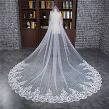 Romantic 3 M Wedding Veil Cathedral One Layer Lace Appliqued Long Bridal Veils With Comb Woman Marry Gifts 2018 New Accessories 2024 - buy cheap