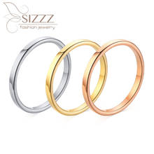 Anillo plano de cuerpo ligero de acero inoxidable SIZZZ 2019, anillo de mujer salvaje de estilo minimalista, versión coreana, 2MM 2024 - compra barato