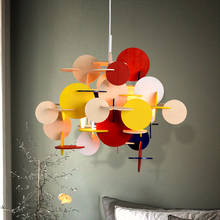 Danish Designer Pendant Light DIY Colorful Building Blocks Hanglamp For Bedroom Dining Room Baby Room Nordic Wood Luminaire E27 2024 - buy cheap