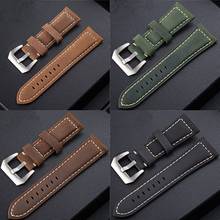 Correa de cuero Vintage correa de reloj hombres pulsera de cuero genuino 20mm 22mm 24mm correa de repuesto hebilla de acero inoxidable 2024 - compra barato