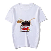Футболка Nutella женская с принтом, милая мультяшная футболка с графическим принтом в стиле Харадзюку, уличная одежда в Корейском стиле 2024 - купить недорого