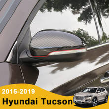 Capa de espelho retrovisor para porta de carro, de fibra de carbono, para hyundai tucson 2015, 2016, 2017, 2018, 2019, 2 peças 2024 - compre barato