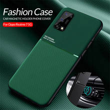 Funda de teléfono con soporte magnético para coche, carcasa de silicona y cuero para Oppo Realme 7 Pro Realme7 Opo Realmi 7Pro 2024 - compra barato