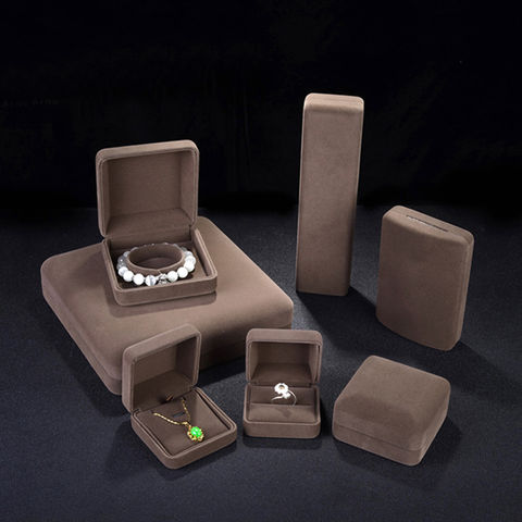 Бархатная шкатулка для ювелирных изделий, кофейный цвет, одинарная двойная коробка для колец, ожерелий, подвесок, браслетов, органайзер, Подарочная коробка для хранения 2022 - купить недорого