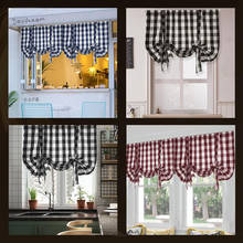Plaid Print Jacquard Roman Blinds Short Window Curtain with Hole Adjustable Roman Blinds Blackout Drapes for Room Kitchen 2024 - buy cheap
