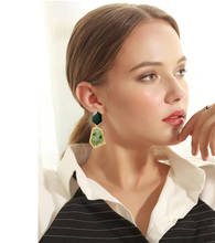 X & P-pendientes de gota de piedra Natural de cristal para mujer, aretes colgantes verdes de Metal geométricos Vintage, joyería femenina 2020 2024 - compra barato