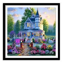 Needlework Embroidery 5D DIY Diamond Painting Cottage Villa Square Picture Cross Stitch Round Rhinestone Room Decoration Art 2024 - buy cheap