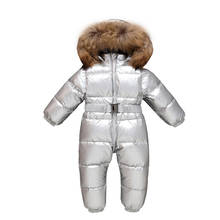 baby down coat fashion fur hooded zip onesie down jacket for 9-36month babies toddler boys girls Winter snow wear coat outerwear 2024 - buy cheap