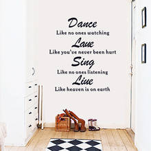 Quotes Wall Sticker Dance Love Sing Live Home Decor Removable Vinyl Posters Self Adhesive Door Decoration Stickers 2024 - buy cheap